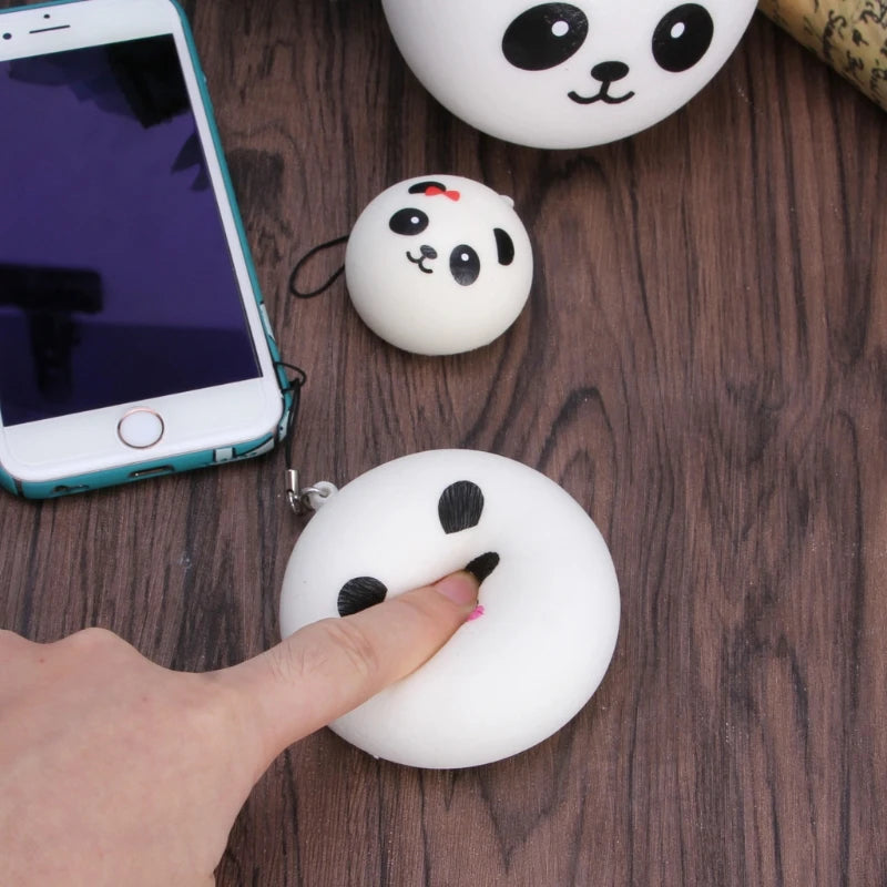 Y1UB Cute Panda Squishy Steamed Bun Bag Phone Pendant Lanyard
