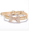 Crystal Bow Tie Pet Collar Soft Leather Cat Small Dog Necklace
