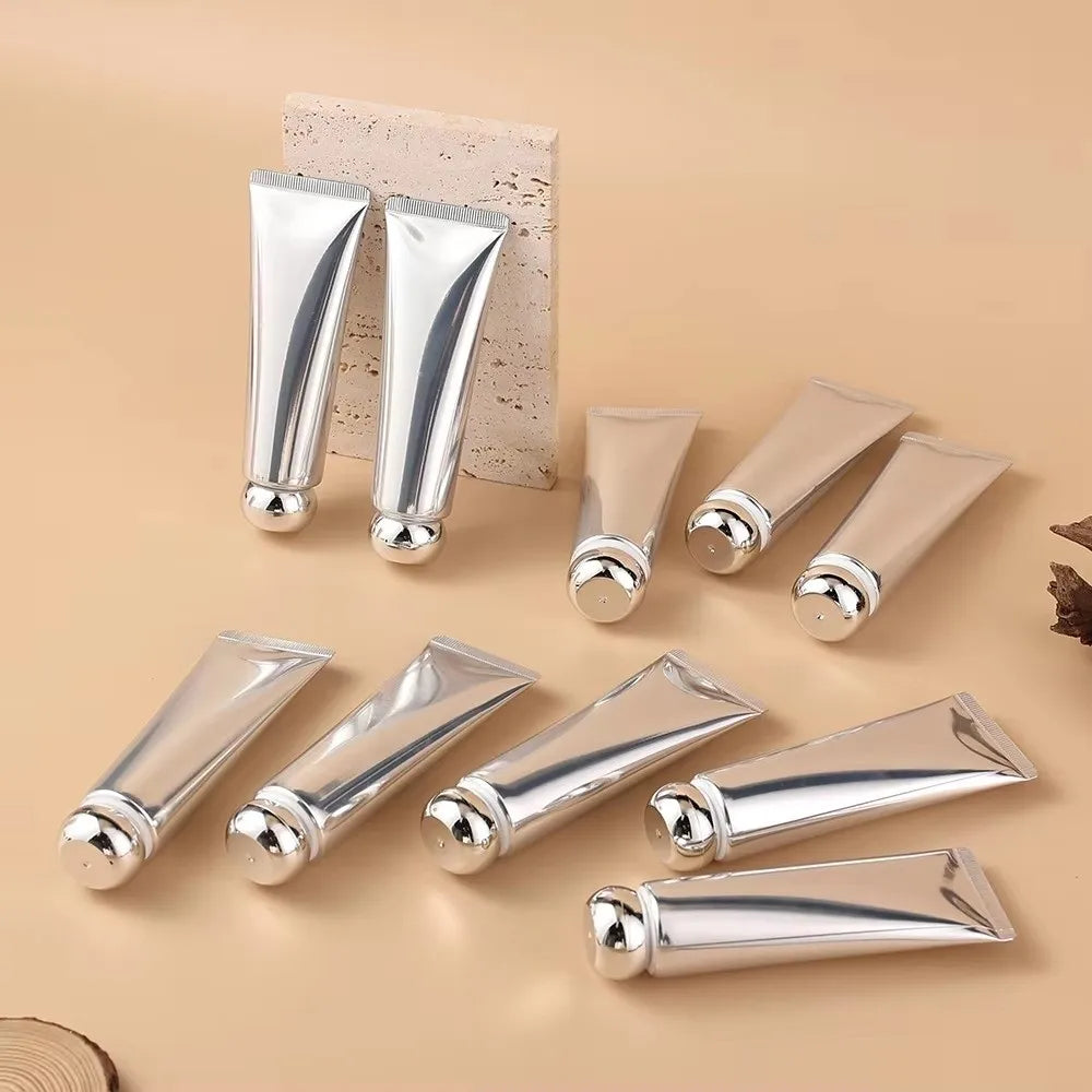 50ml Squeeze Tubes Empty Refillable Travel Bottles Plastic Gold Silver Cosmetic Containers For Facial Cleaner Lotion Hand Cream Zpaxo