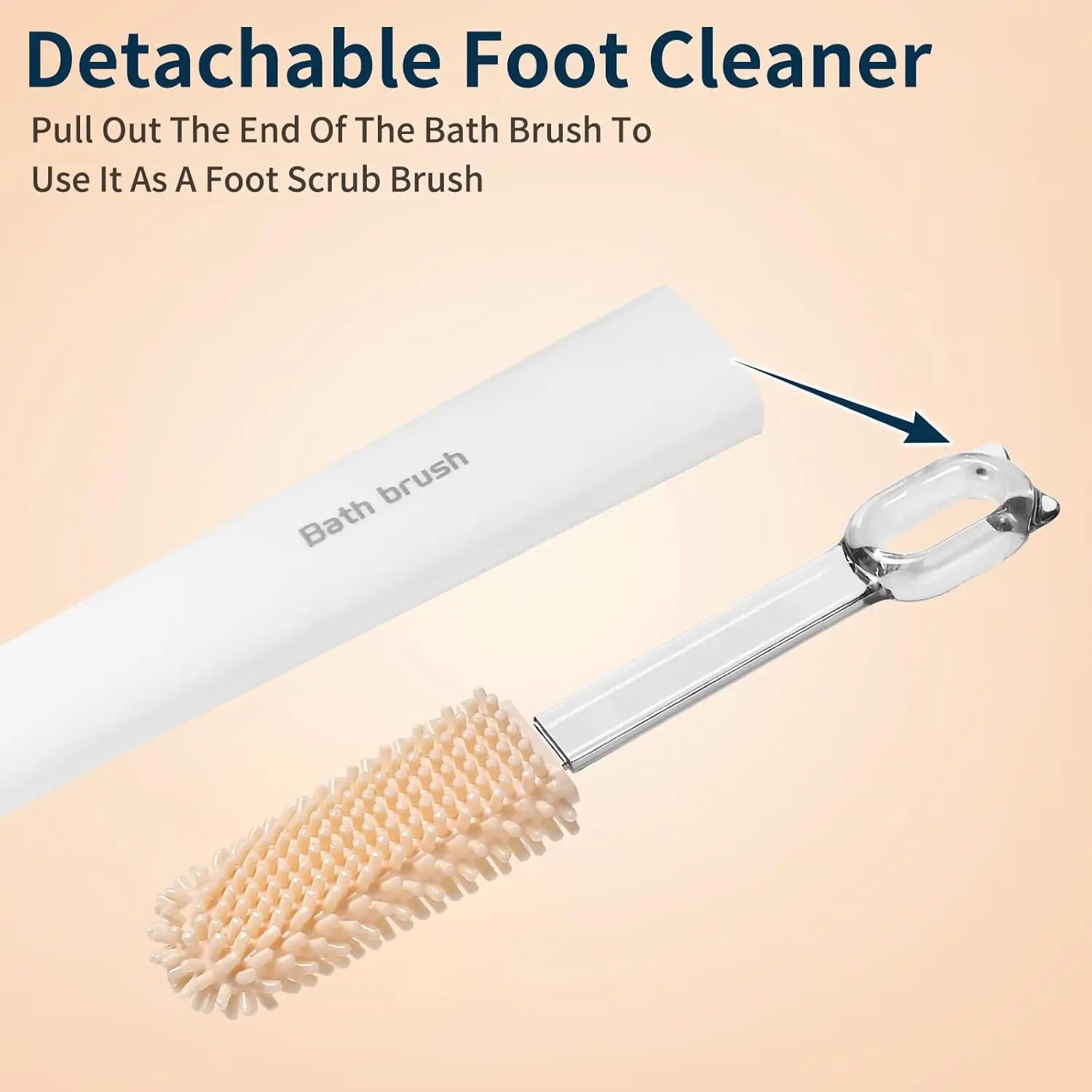 3-in-1 Long Handle Shower Brush – Back Scrubber & Exfoliator