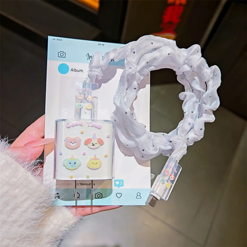 Cute Animal Puppy Charger Cable Protector IPhone 15 14 13 12 18W 20W Zpaxo A9