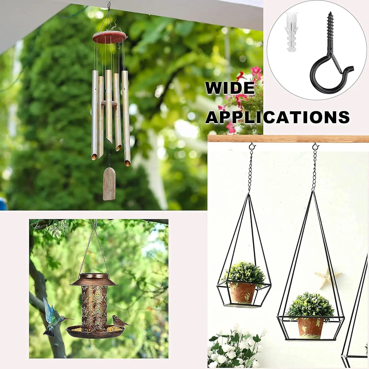 Q-hanger Screw Hooks Hanging Plants String Lights Heavy Duty Black Zpaxo