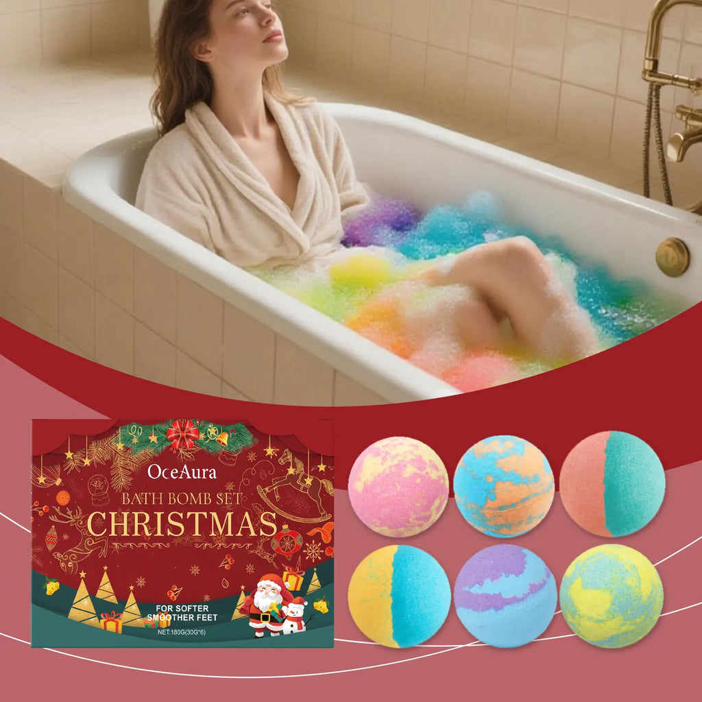 Christmas Colored Fizzy Long-Lasting Scent Bath Bomb Gift Set Gentle Cleansing and Exfoliating Handmade Moisturize Bath Bomb Zpaxo