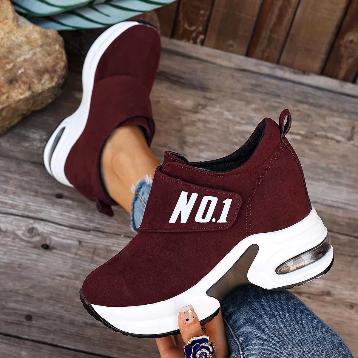 Women Ankle Boots Slip on Casual Vulcanized Shoes Women New 2025 Fashion Outdoor Boots Anti-slip Platform Wedge Sneakers Women Zpaxo wine red 42