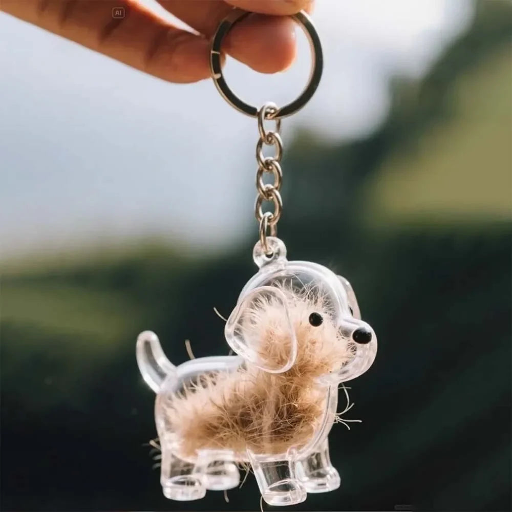 Dog Shape Hair Storage Box Transparent DIY Handmade Pet Keychain Zpaxo Puppy