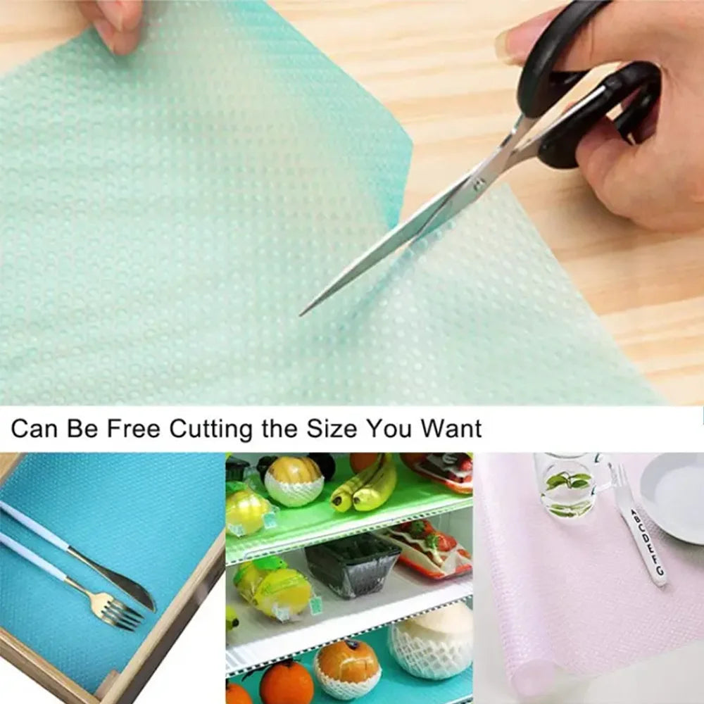 4pcs Refrigerator Pad Non-Slip Waterproof Can Be Cut Fridge Shelf Liner Mat Kitchen Washable Drawer Cabinet Pads Table Placemats Zpaxo