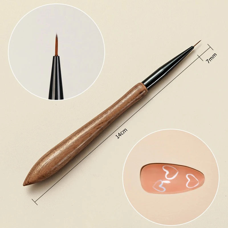 Soft Nylon Wood Handle Watercolor Nail Brush Art Liner Stripes Grid Zpaxo 08