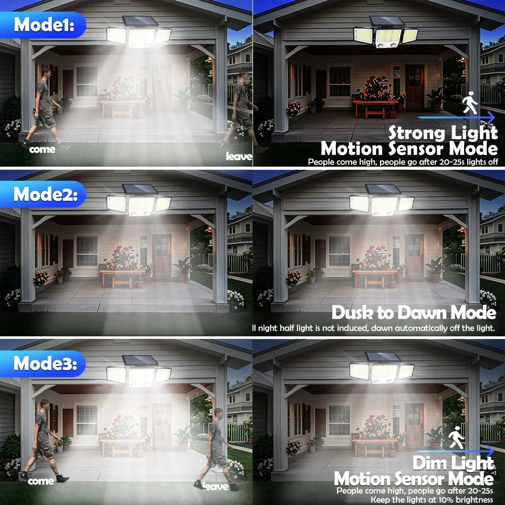 Solar Powered Floodlight 236/366/286LED Solar Motion Sensor Lights Waterproof Solar Security Wall Lights Garden Garage Zpaxo