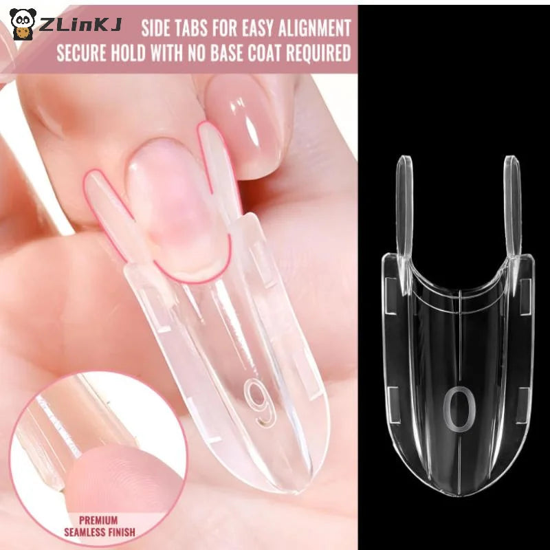 ▶30pcs Nail Clear Rocket Shape Sandwich Dual Nail Forms Reusable Full Cover Dual Nail Molds Top & Bottom Quickly Extend Nails Zpaxo