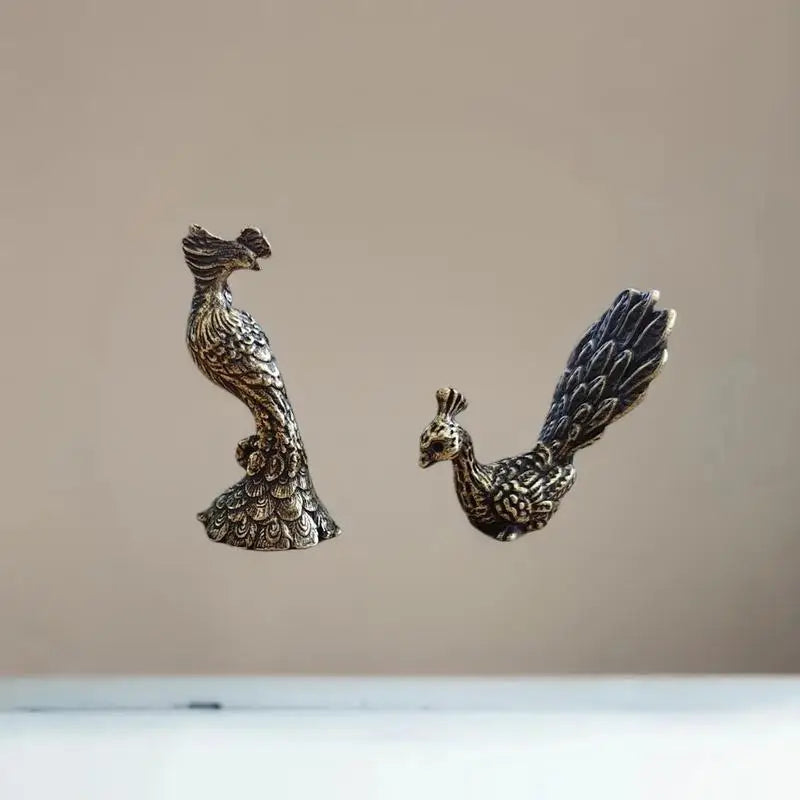 Antique Brass Peacock Vintage Animal Miniature Desktop D Cor Home Zpaxo