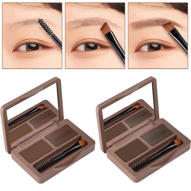 2-Color Brow Powder Brush Long-lasting Waterproof Black Brown Eyebrow