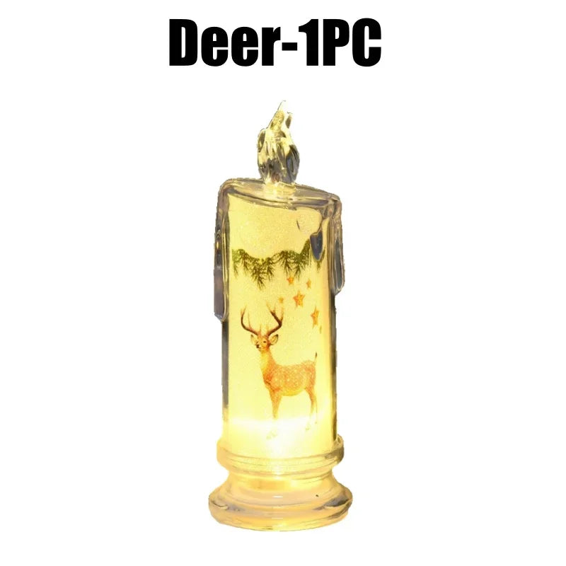 Festive Flameless Pillar Candles Battery Powered LED Christmas Lights Zpaxo Deer-1PC