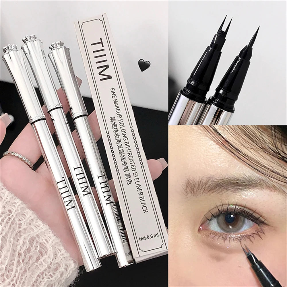 Waterproof Wild Eyebrow Pen 2/4 Separated Head Natural Brow Makeup Quick-Drying Creation of Ultra-Fine Lasting Liquid Eyebrow Zpaxo