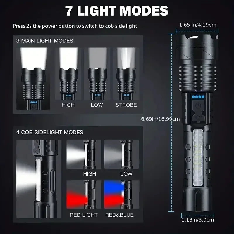 ESMARTER 800 Lumen Rechargeable Torch Flood Light & Side Light