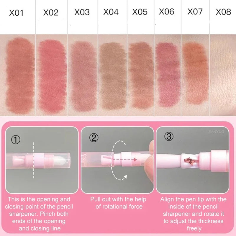 8 Colors Double Headed Lip Liner Waterproof Matte Lipstick Pencil Zpaxo