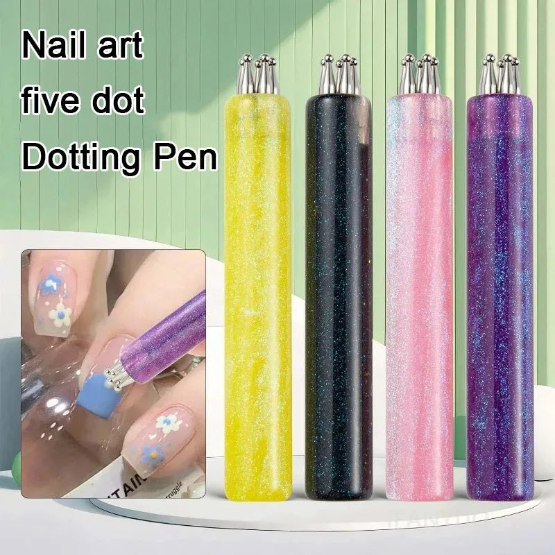 5 Petal Flower Nail Dotting Pen One Stroke Design Tool Acrylic Handle