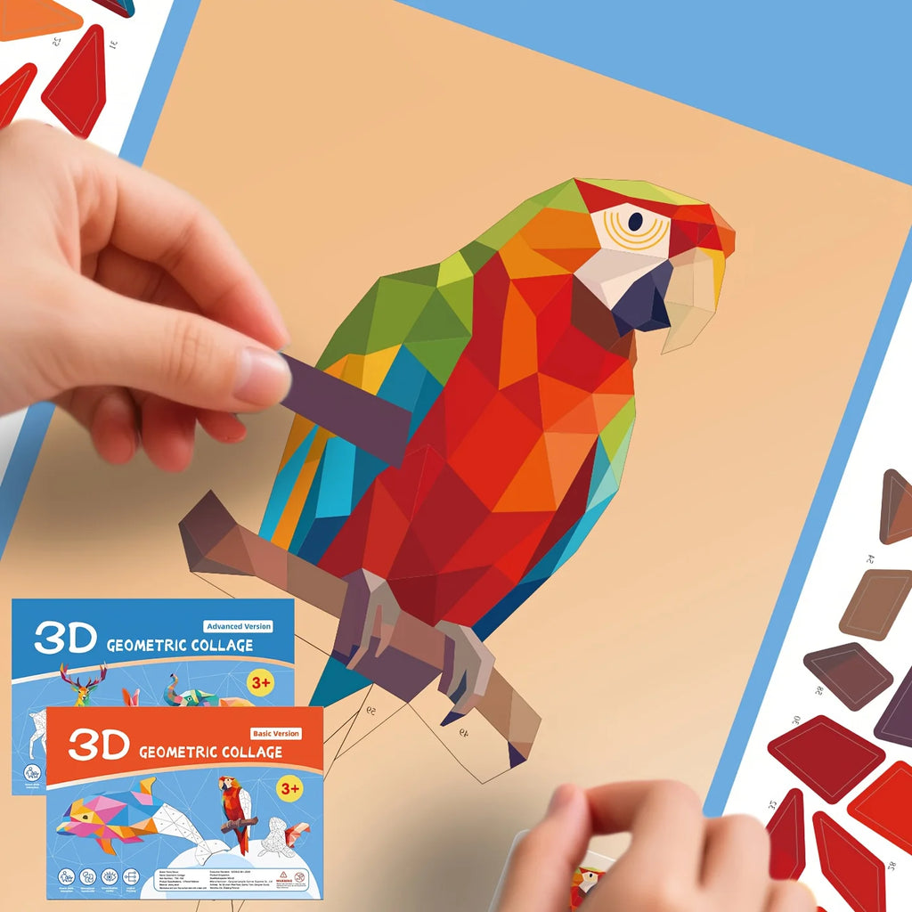 Handmade Stickers Animal Cognitive 6 Geometric Collages Children's
