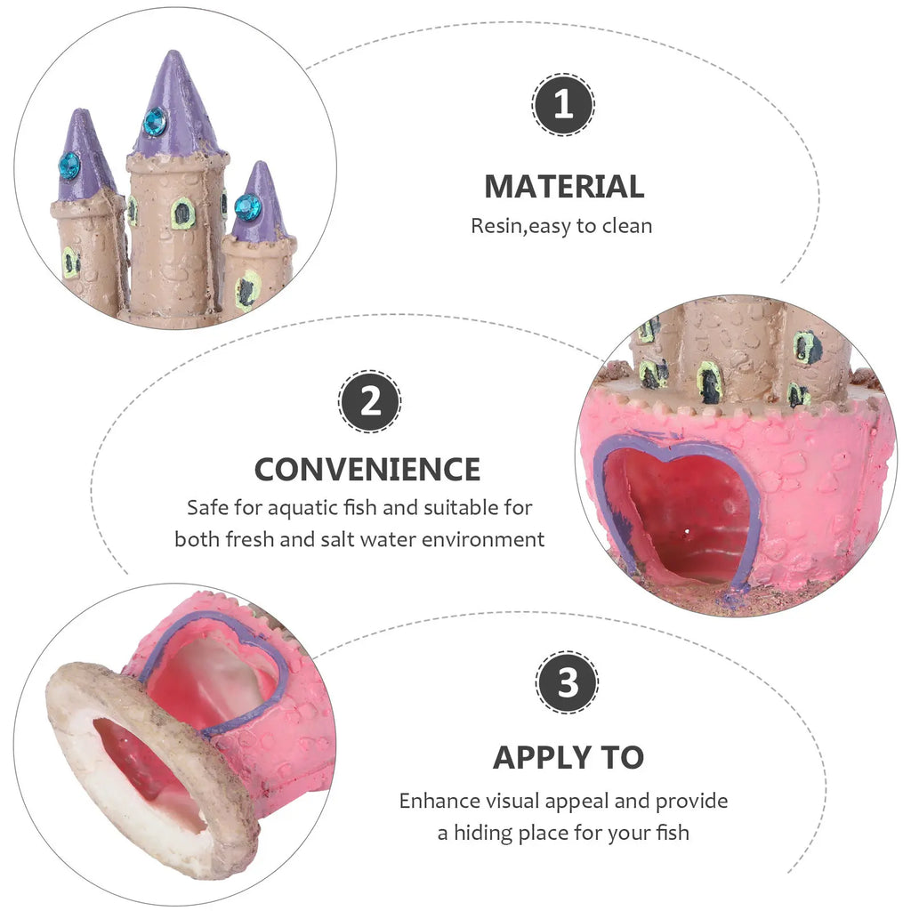 Cartoon Castle Aquarium Decoration Fish Tank Ornament Resin Material