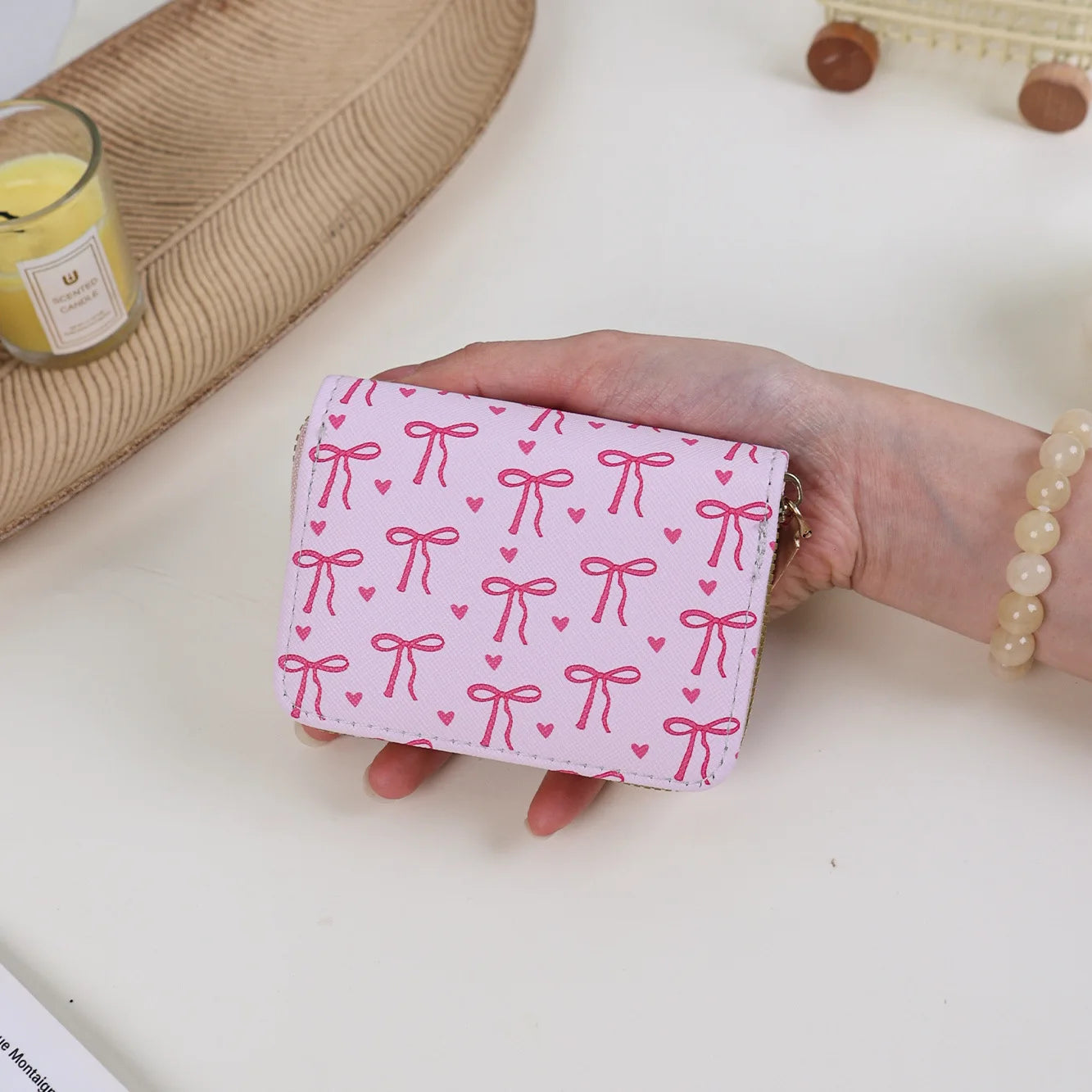 Women's Bowknot Card Holder – Cute Mini Coin Purse Multi-Slot Mini Card Holder Wallet Zpaxo rose red
