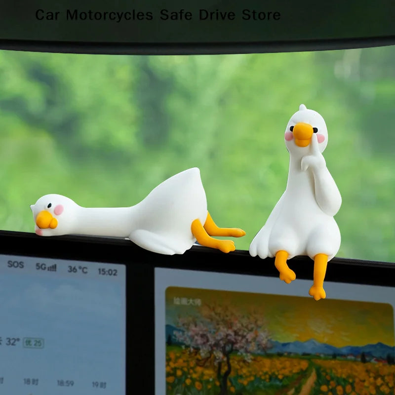 Cute 3D Mini Duck Figurine Resin Cartoon Animal Decor Desk Car