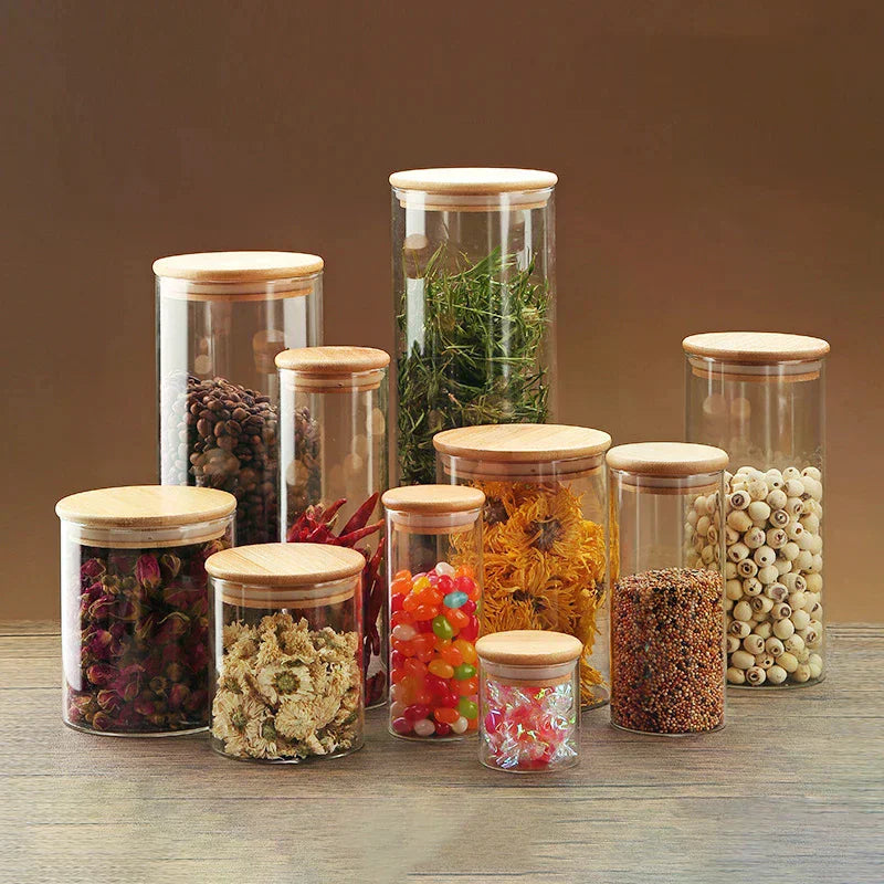 Sealed Food Storage Box Pots Glass Jar Coffee Jars With Lid Transparent Cereal Candy Dried Jars Fridge Storage Tank Containers Zpaxo