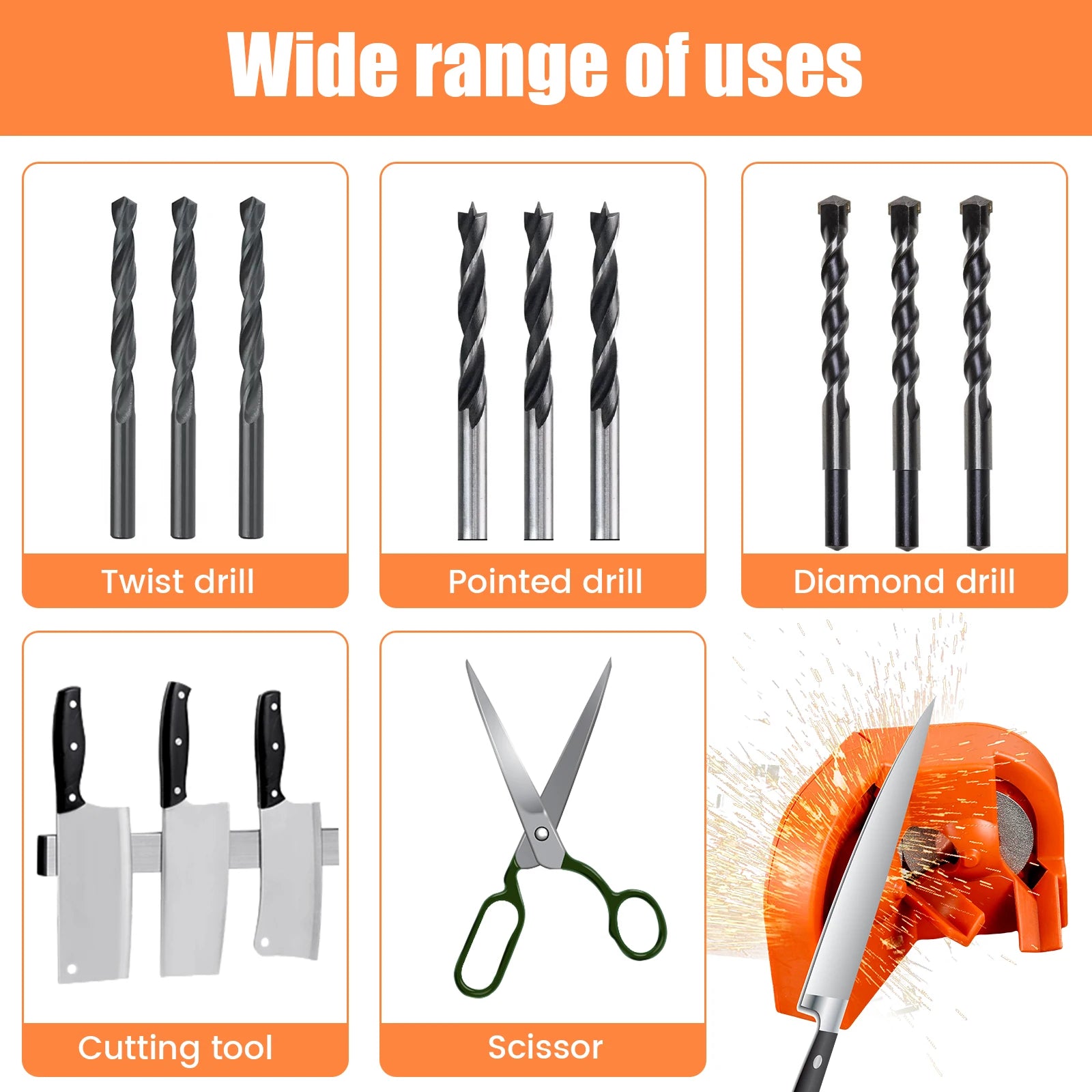 Drill Bit Sharpener Universal Grinding Wear Resistant Diamond Grinding Blade Sharpening Tool Impact Drill Milling Cutter Grinder Zpaxo