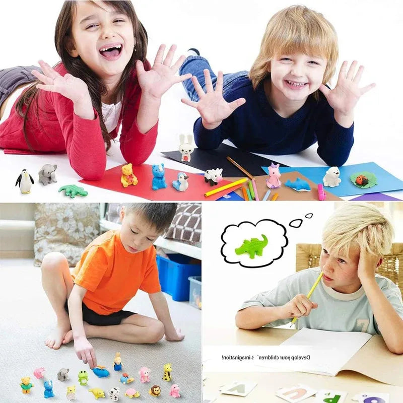 Animal Puzzle Pencil Erasers 12 Take Apart Desk Pets Toys Perfect