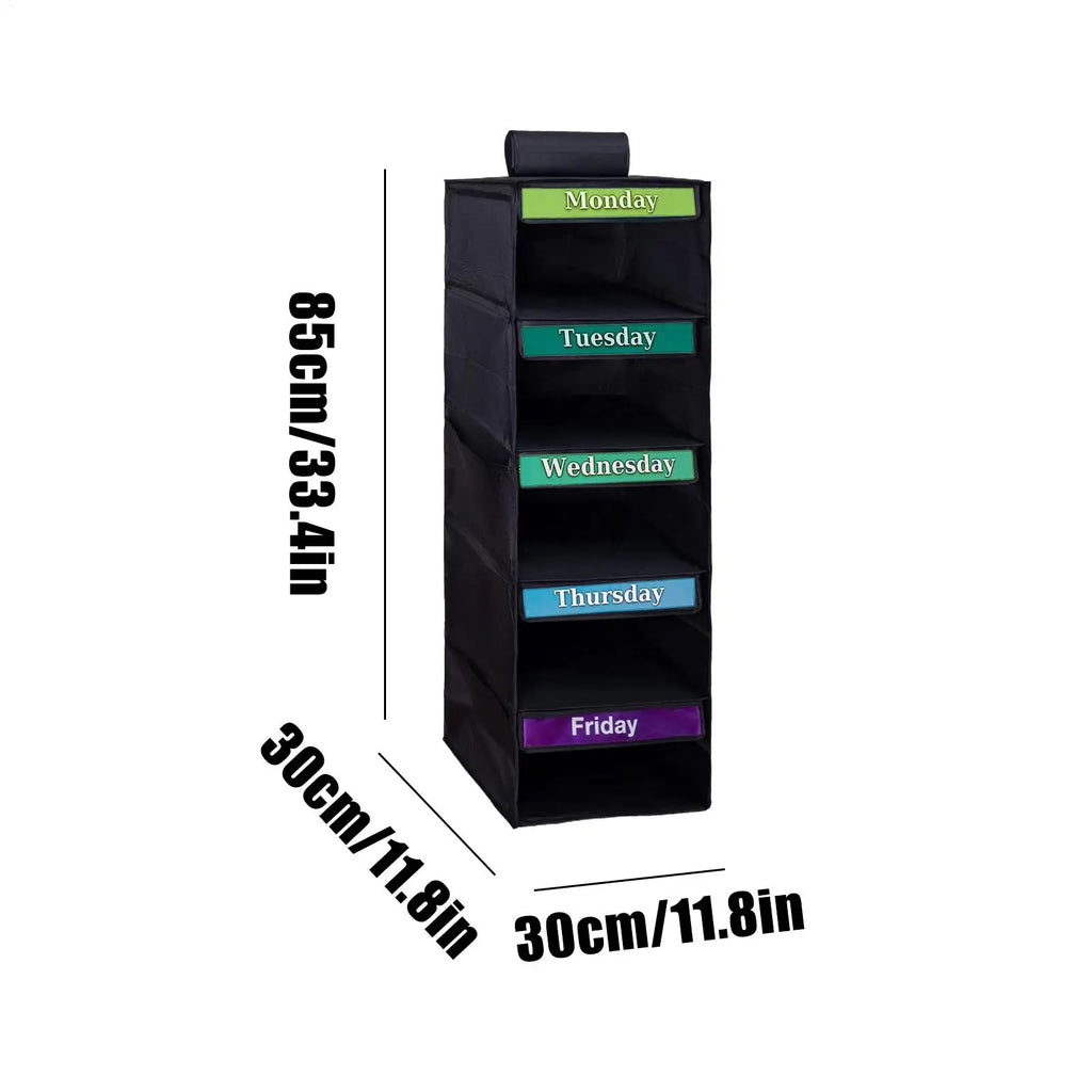 Days Week Clothes Organizer 5-Shelf Clothing Storage Hangable
