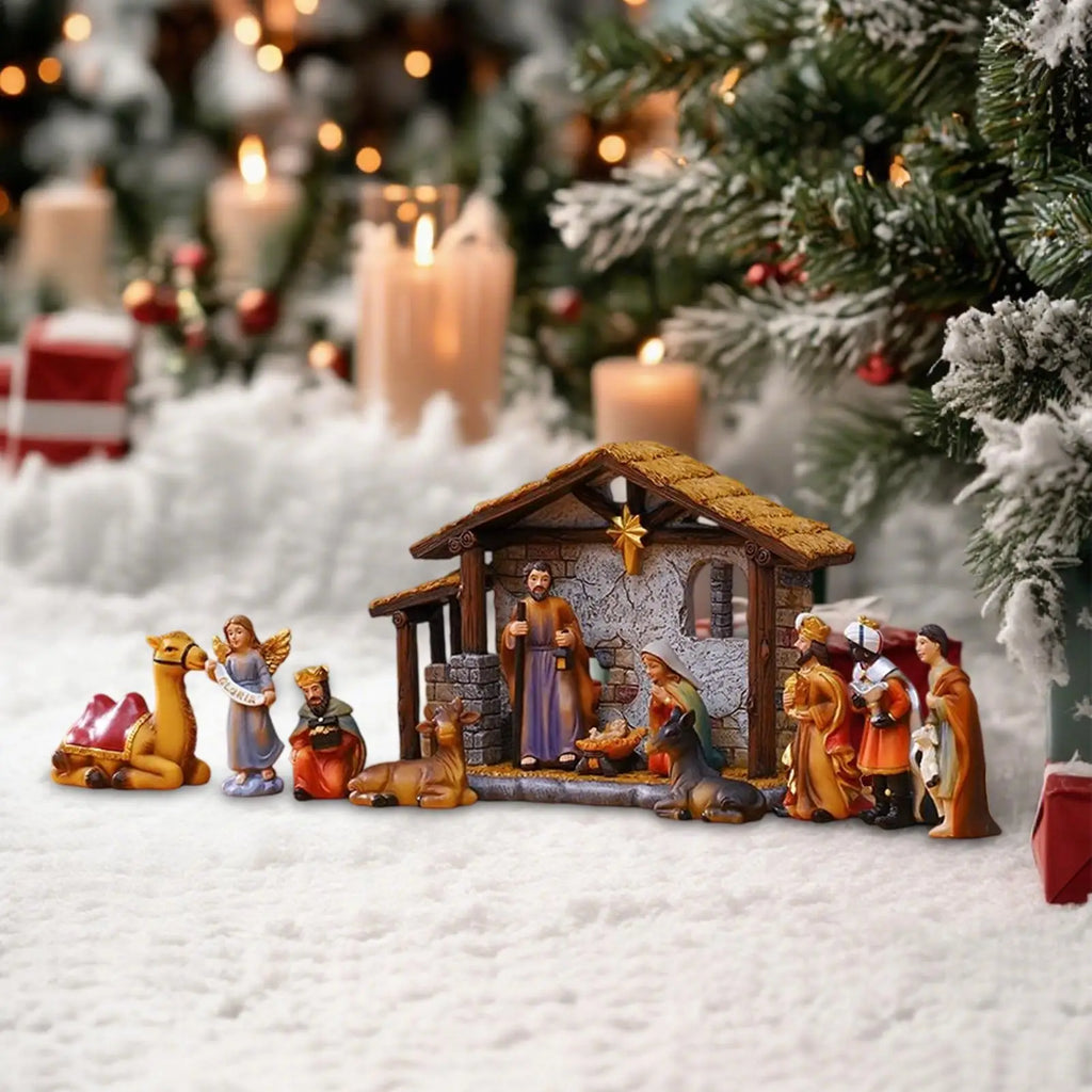 Christmas Nativity Nativity Scene Manger Religious Decor Miniature Figurines Home Decor for Patio Office School Living Room Zpaxo