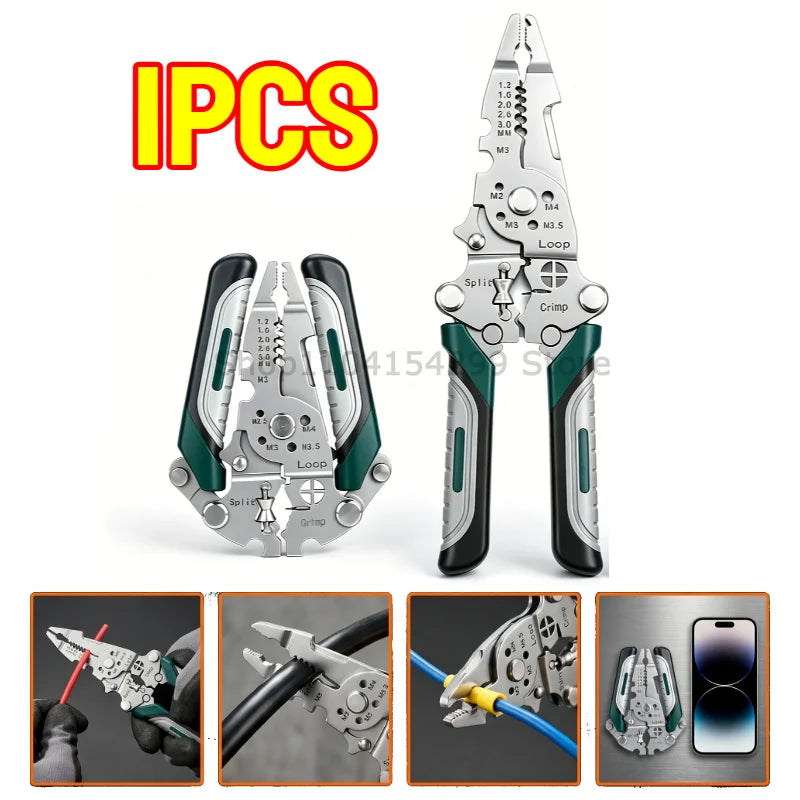 Foldable Wire Cutters Wire Connector Wire Peeler Electrical Repair Hand Tool Sharp Cutting Blade Wires Strip Cut Crimp Tools Zpaxo 1PCS