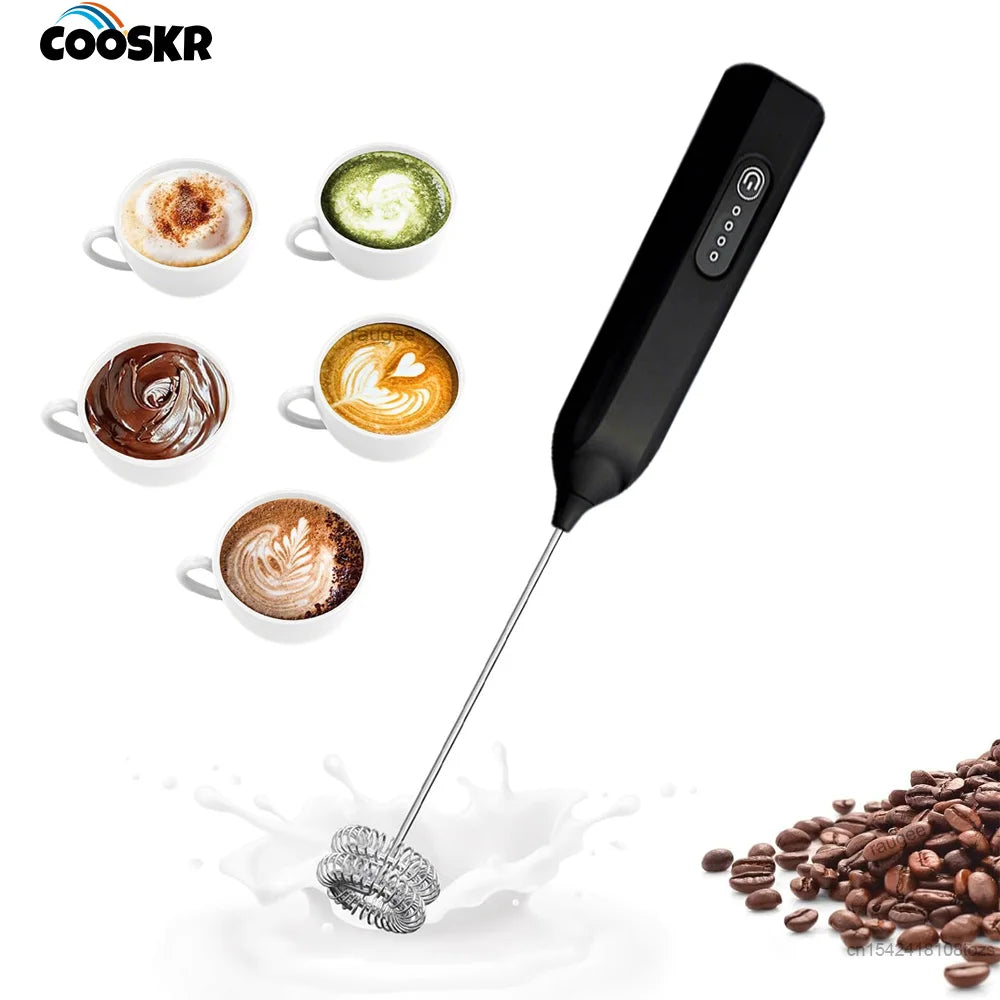 Mini Milk Frother USB Rechargeable Handheld Automatic Rotary Foam
