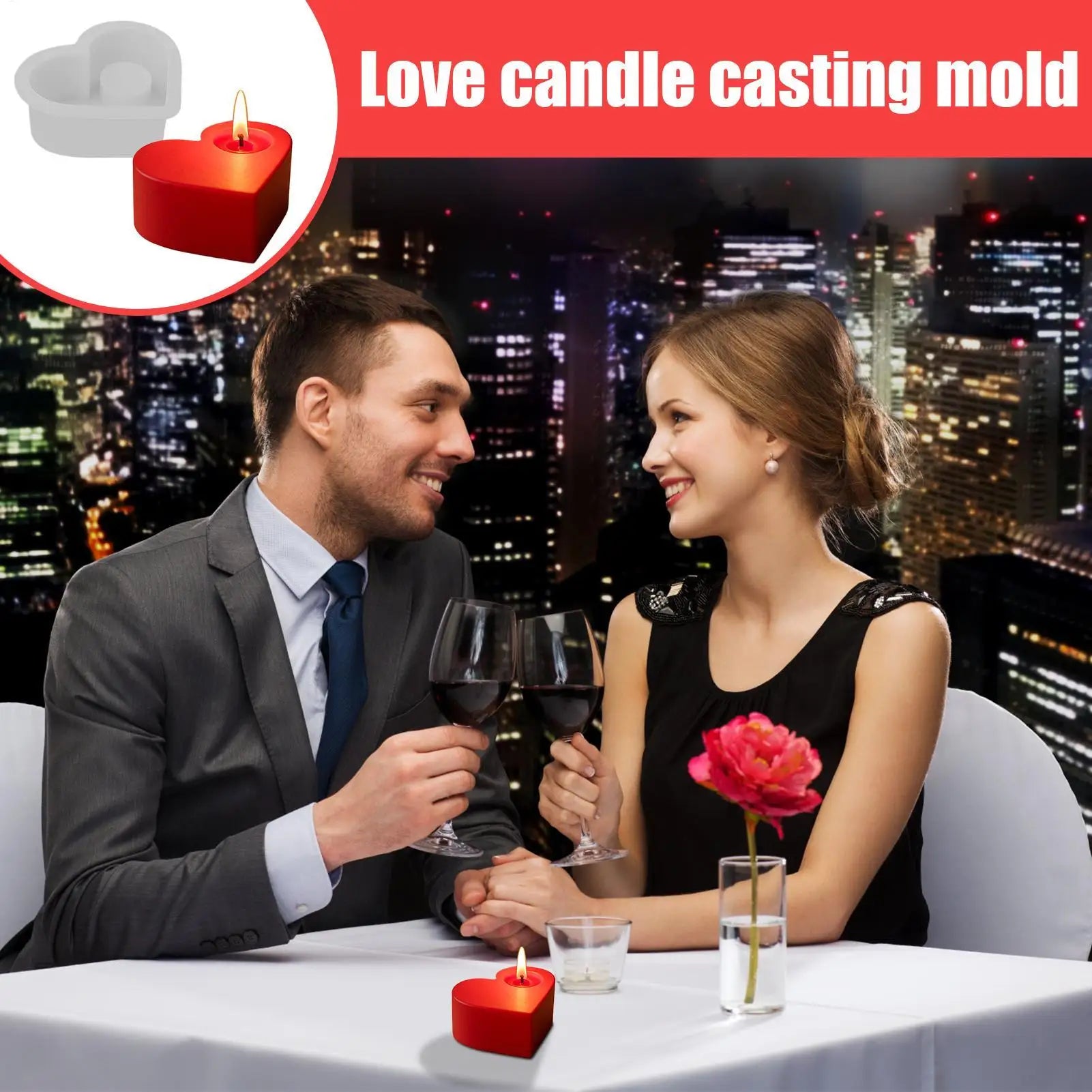Candle Silicone Mold 3D Love Candle Silicone Mold Epoxy Mould for Handmade Crafts Casting Decoration Home Arts Family Friend Zpaxo