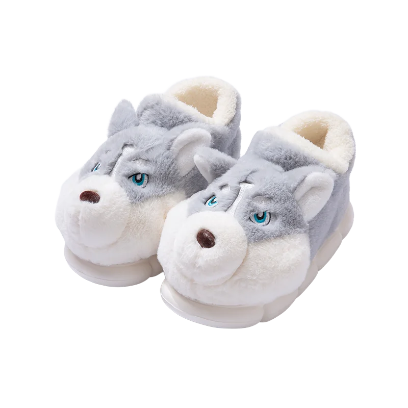 Women Indoor Cotton Slippers Cute Cartoon Dog Winter Warm Shoes Zpaxo Grey 36-37