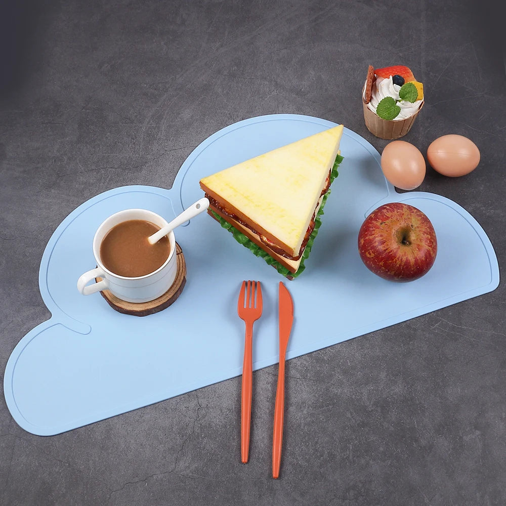 Silicone Pet Food Mat Cloud Shape Dog Cat Bowl Mat Anti-Slip Waterproof Pet Feeding Mat Placemat Zpaxo