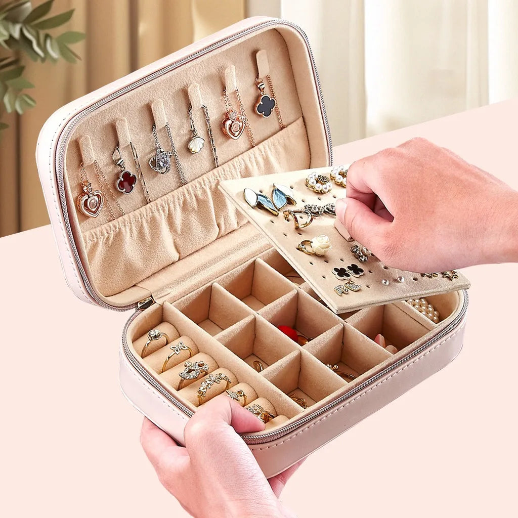 Double Layer Travel Jewelry Box – PU Leather Organizer