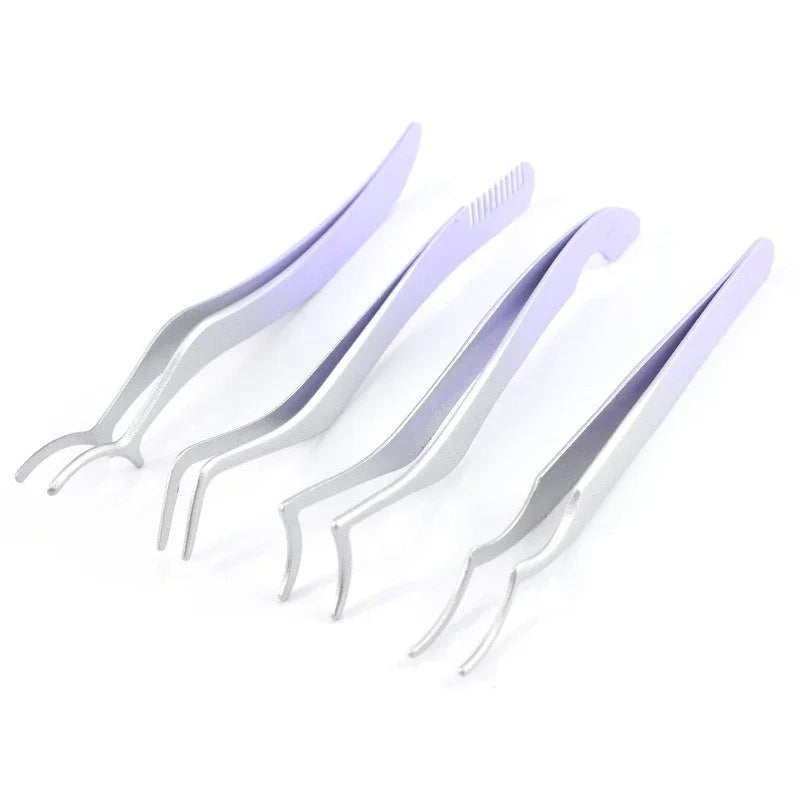 1/4 Gradient Eyelash Comb Tweezers Stainless Steel Anti-Static Non-Magnetic Professional Lashes Extension Tweezers Makeup Tools Zpaxo