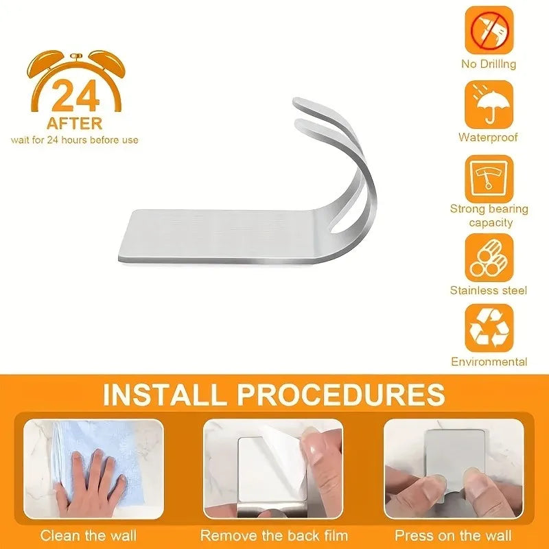 Sleek Stainless Steel Razor Rack Holder Punch-free Storage Plug Hook