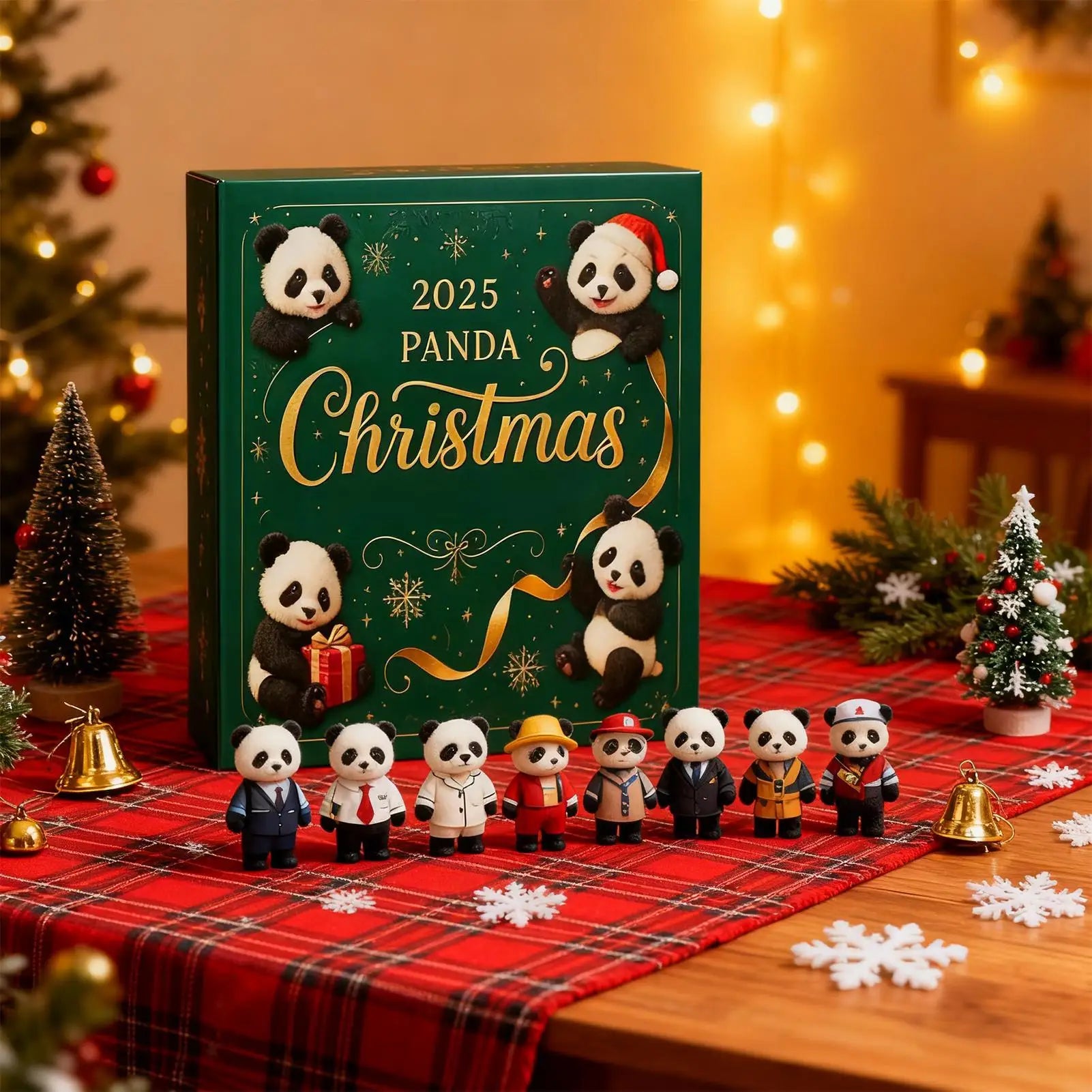 Christmas Panda Advent Calendar 2D Acrylic Hanging Ornaments 24 Days