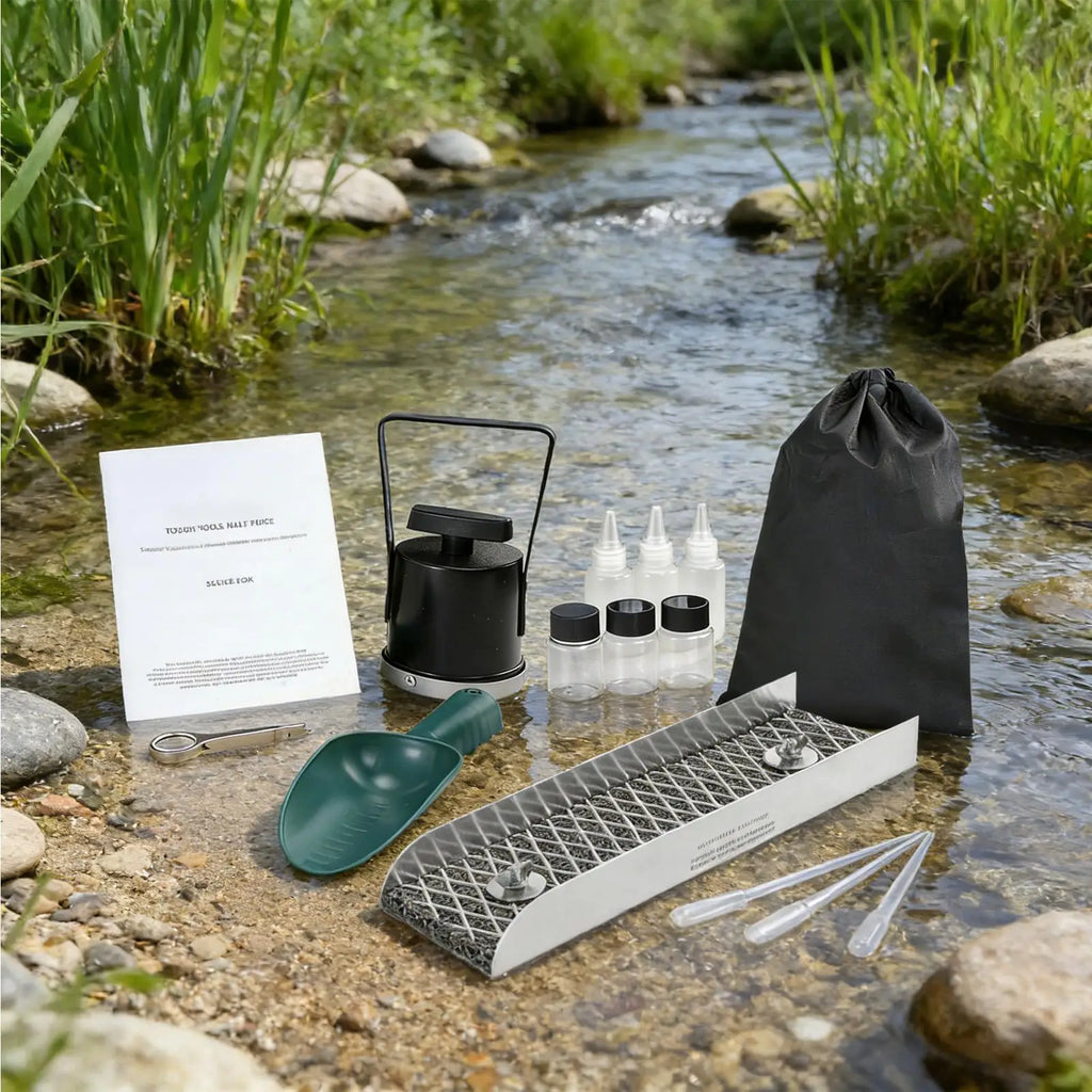 Gold Panning Kit with Sluice Box Small Portable Toys Gold Panning Kit with Miner Moss for Outdoor Lake River Stream Mountain Zpaxo