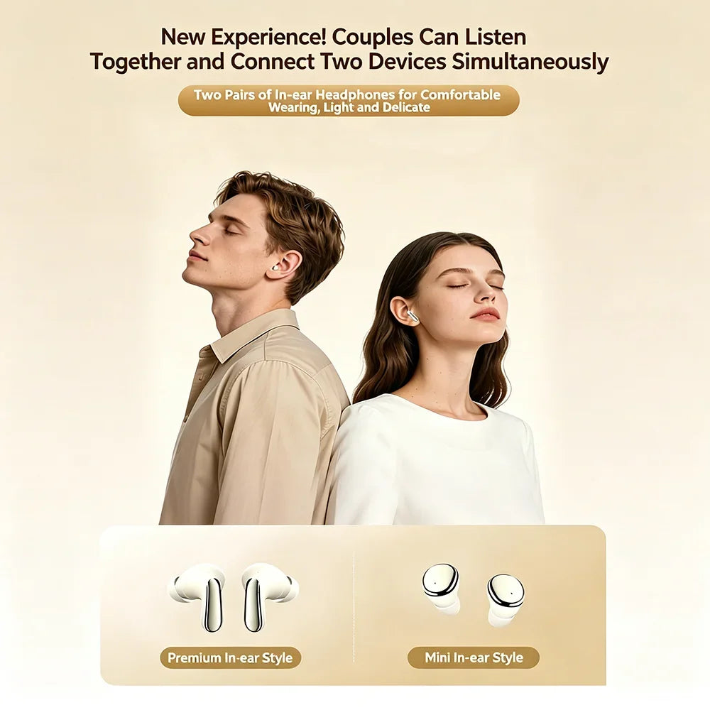 KEBIDUMEI 2 Pairs Earbuds Bluetooth Ear Twin Earphone HIFI Stereo