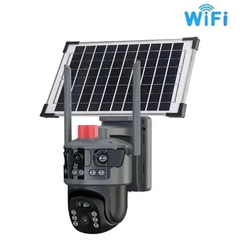 V380 Wireless Solar-Powered Security Camera Outdoor IP Cam 3MP 4G Wifi Dual Screen Surveillance Lamp with Three Screens Zpaxo WiFi 8w-3MP China Mainland