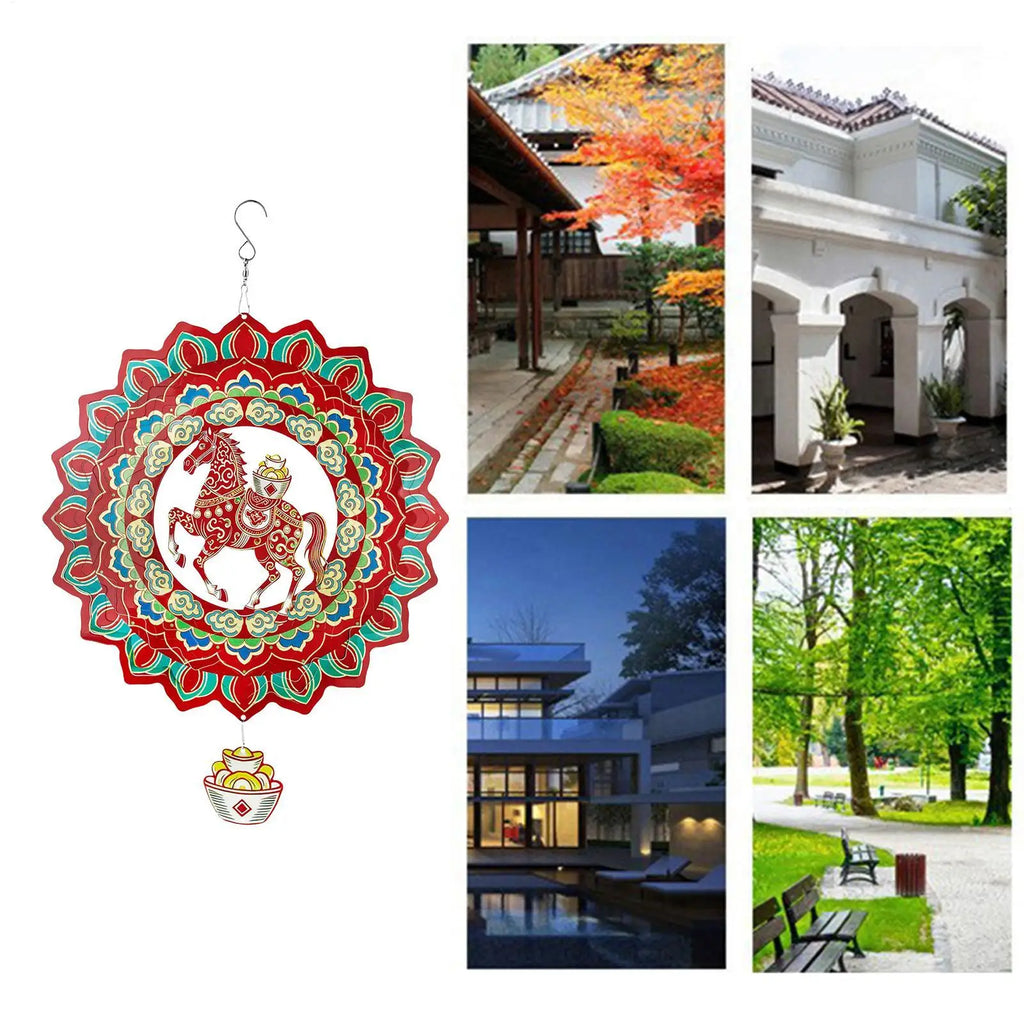 Horse Wind Chimes For Outside 11.57 Inch Stainless Steel Chinese New Year Decor 2026 Horse Year Hangable Pendant For Patio Lawn Zpaxo