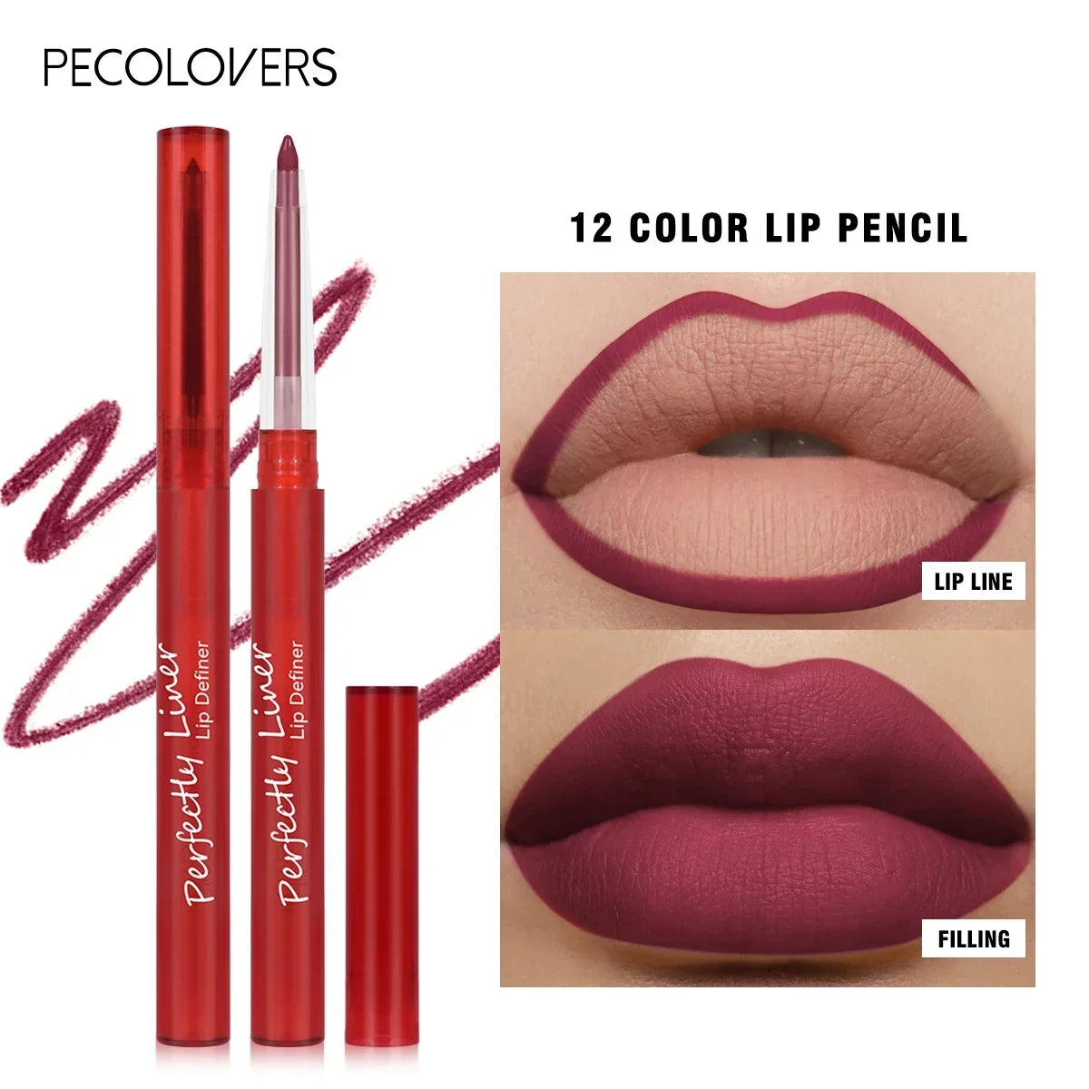 Velvet Lip Liner Crayon Matte Tapered Gradient Lipstick Pen Waterproof Non-Sticky Contouring Lip Makeup Mixed Color System Zpaxo