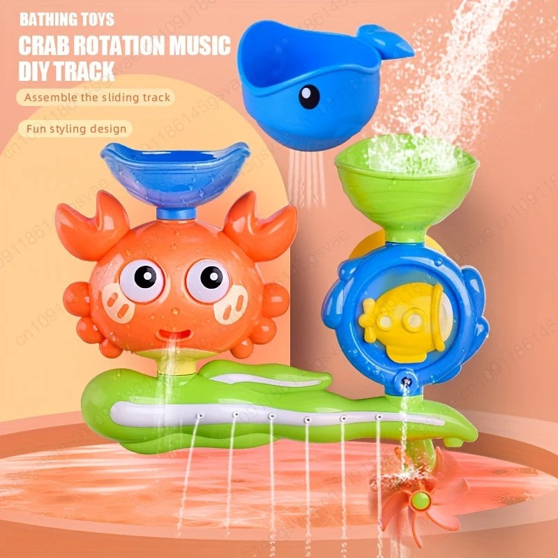 Baby Bathtub Water Play Set Rotating Sprinkler Kids Bath Toys Games for Bath Toddler Bathroom Suction Cup Shower Toys for Infant Zpaxo