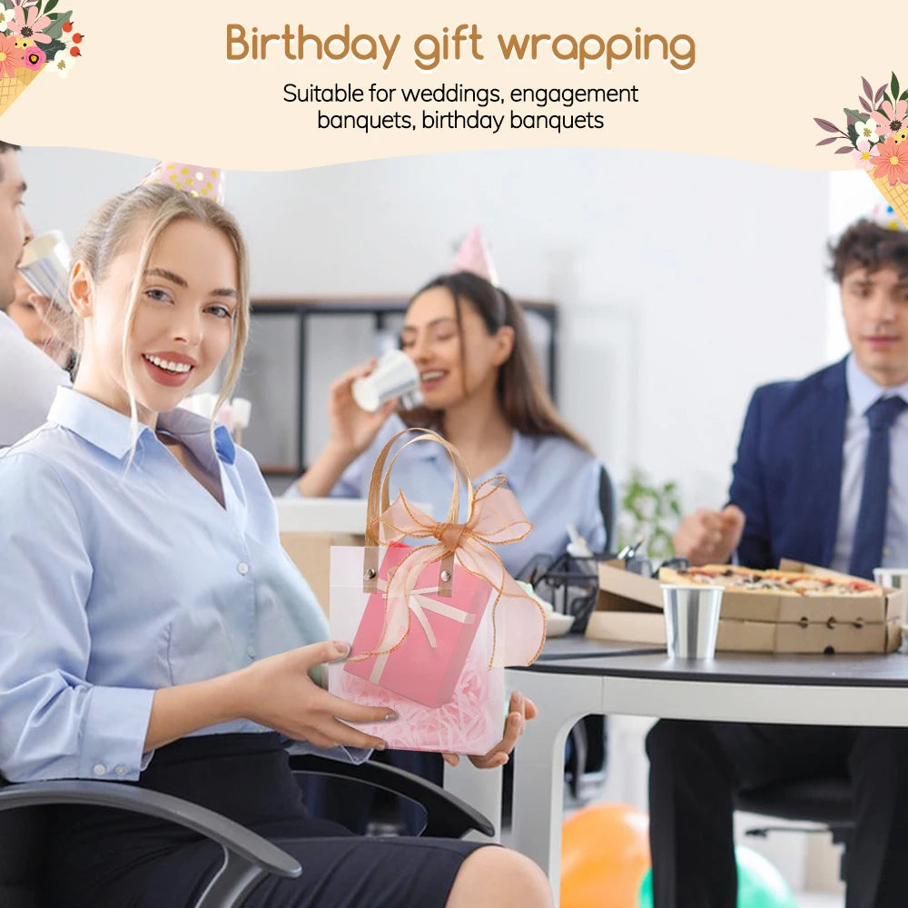 20-Pack Frosted PVC Tote Gift Bags – Birthday, Holiday & Party