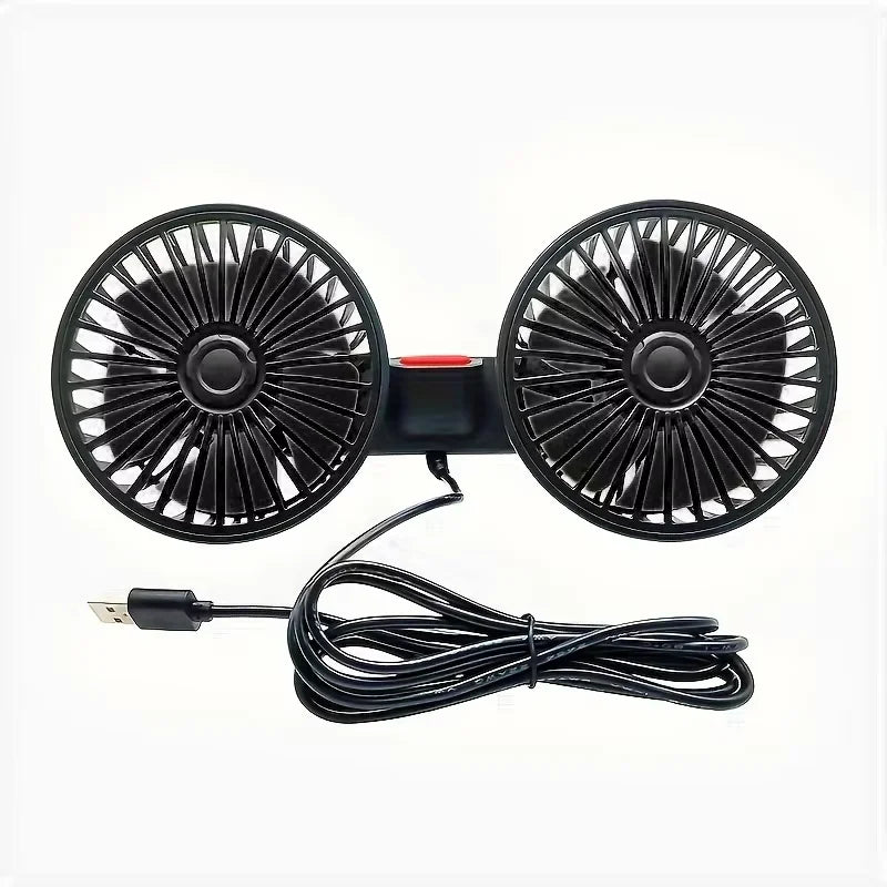 Car Fan 360° 3-speed Car Seat Back Cooling Fan USB Charge Dual Head Fan Adjustable Rotation Neck Cooler for Car Home Accessories Zpaxo black