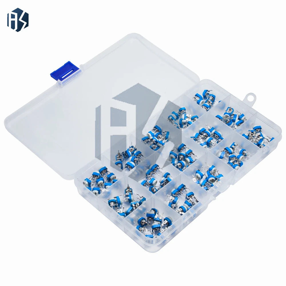 150pcs Variable Resistor Boxed RM065 Potentiometer Adjustable Resistor Kit 500k 200k 1K 100R 1M 20K 10K 500R 50K 5K 200R 30K Zpaxo