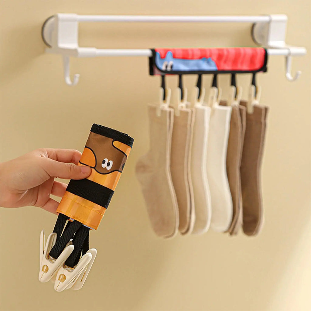 Travel Hangers Foldable 6 Clips Socks Drying Rack Compact Clothes