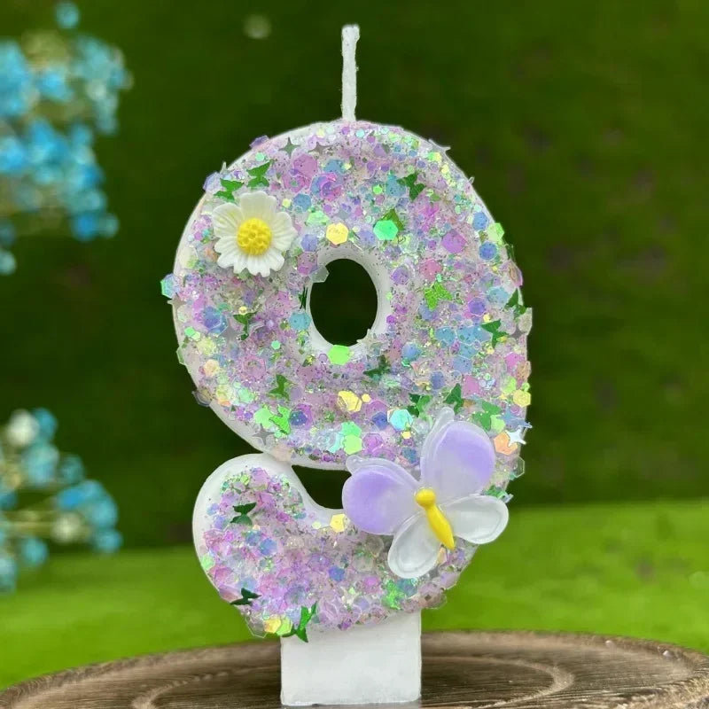 DIY 0-9 Butterfly Flower Number Birthday Candles | Cake Decor Birthday Cake Candles Zpaxo 9