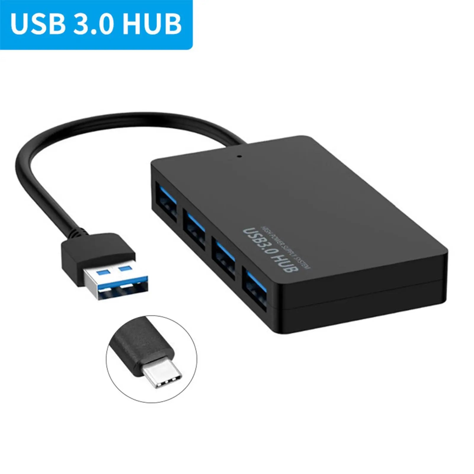 4-Port USB 3.0 Hub Splitter – 5Gbps High-Speed Port Expander USB Hub Zpaxo